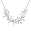 Collar Plateado Flores con Cristales