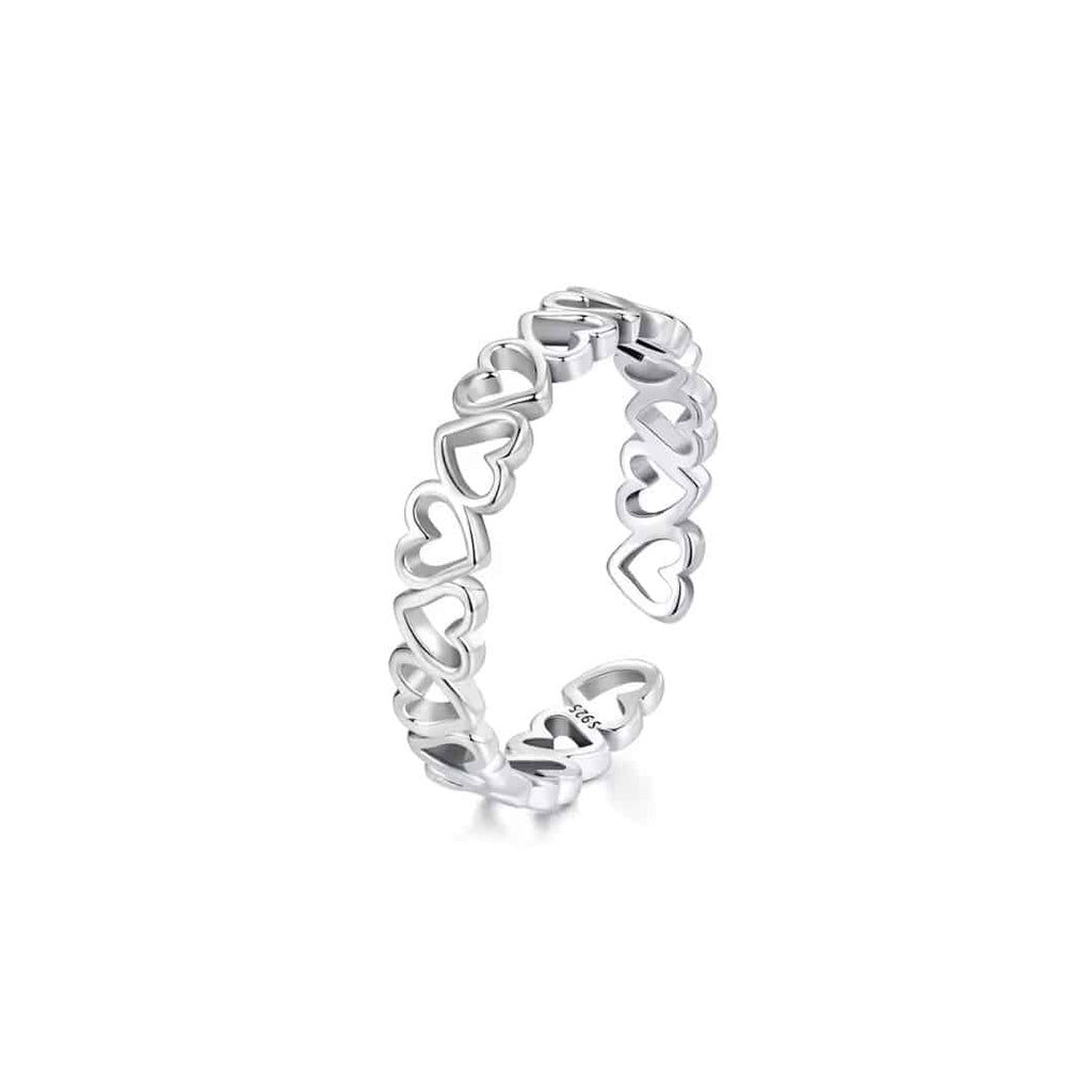 Anillo Plata 925 Corazones Invertidos Ajustable