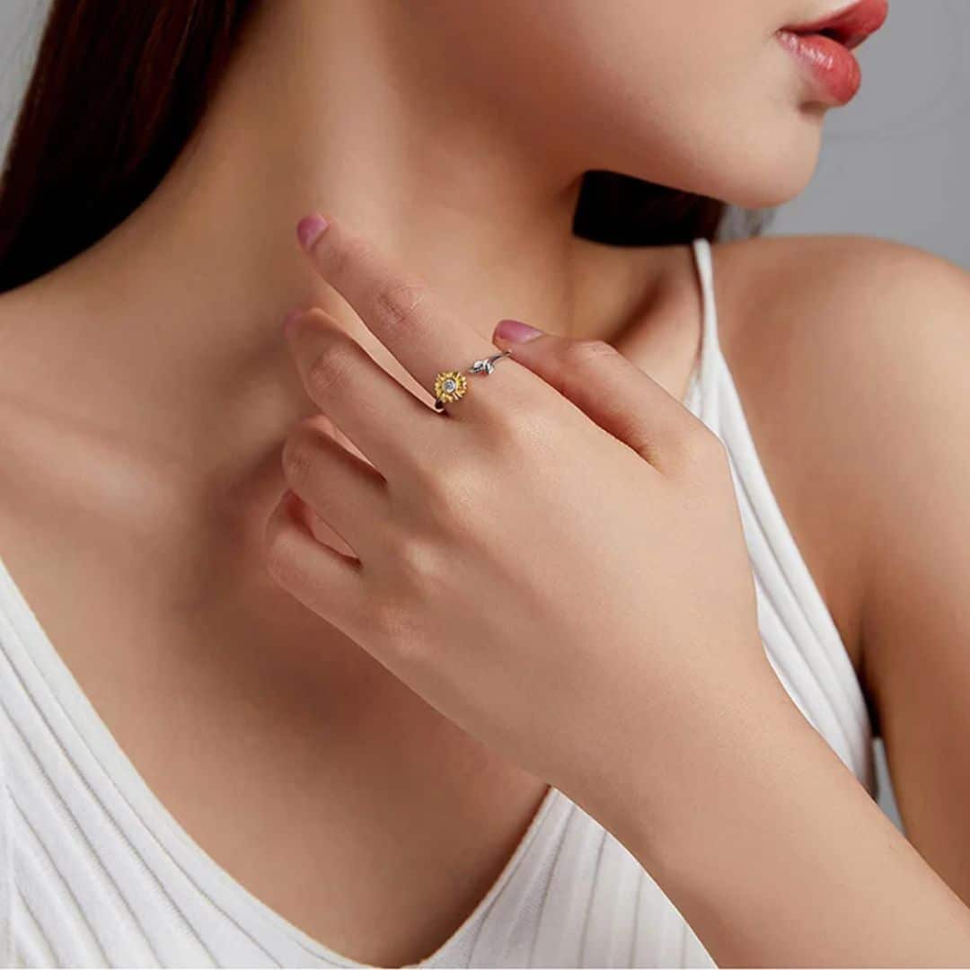 Anillo Plata 925 Girasol Ajustable