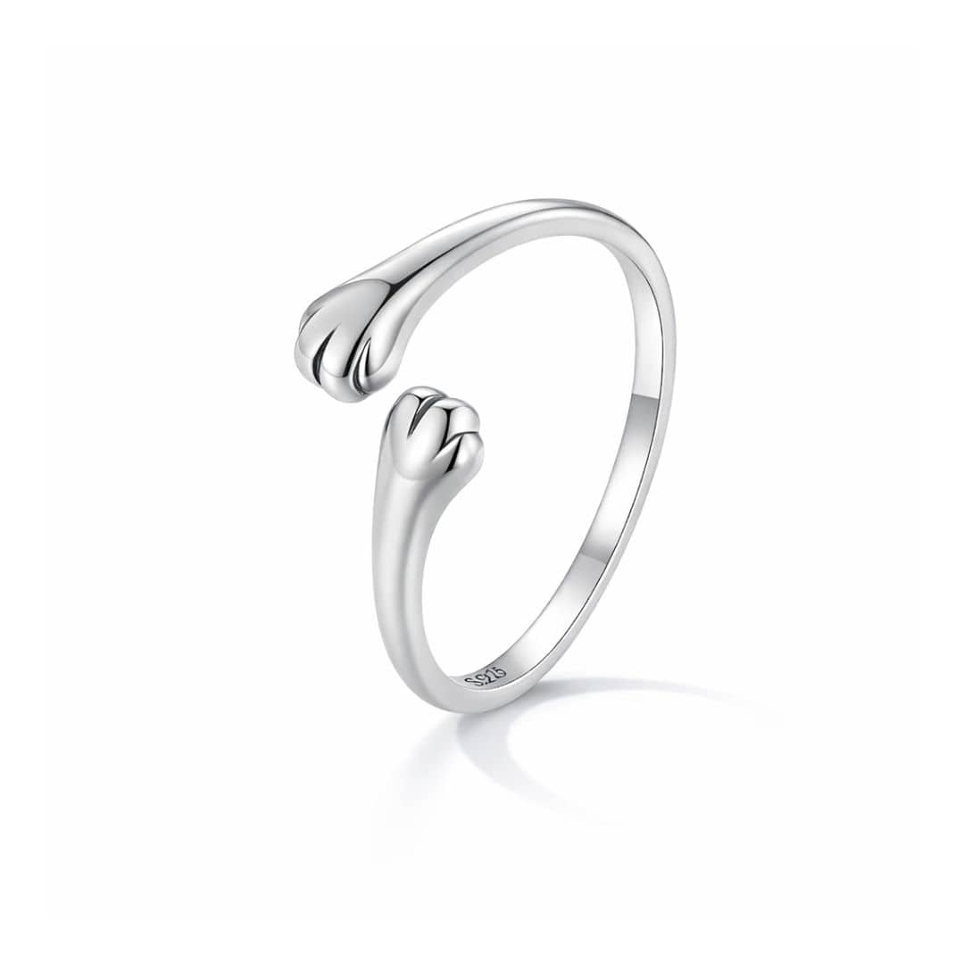 Anillo Plata 925 Patitas de Gato Ajustable