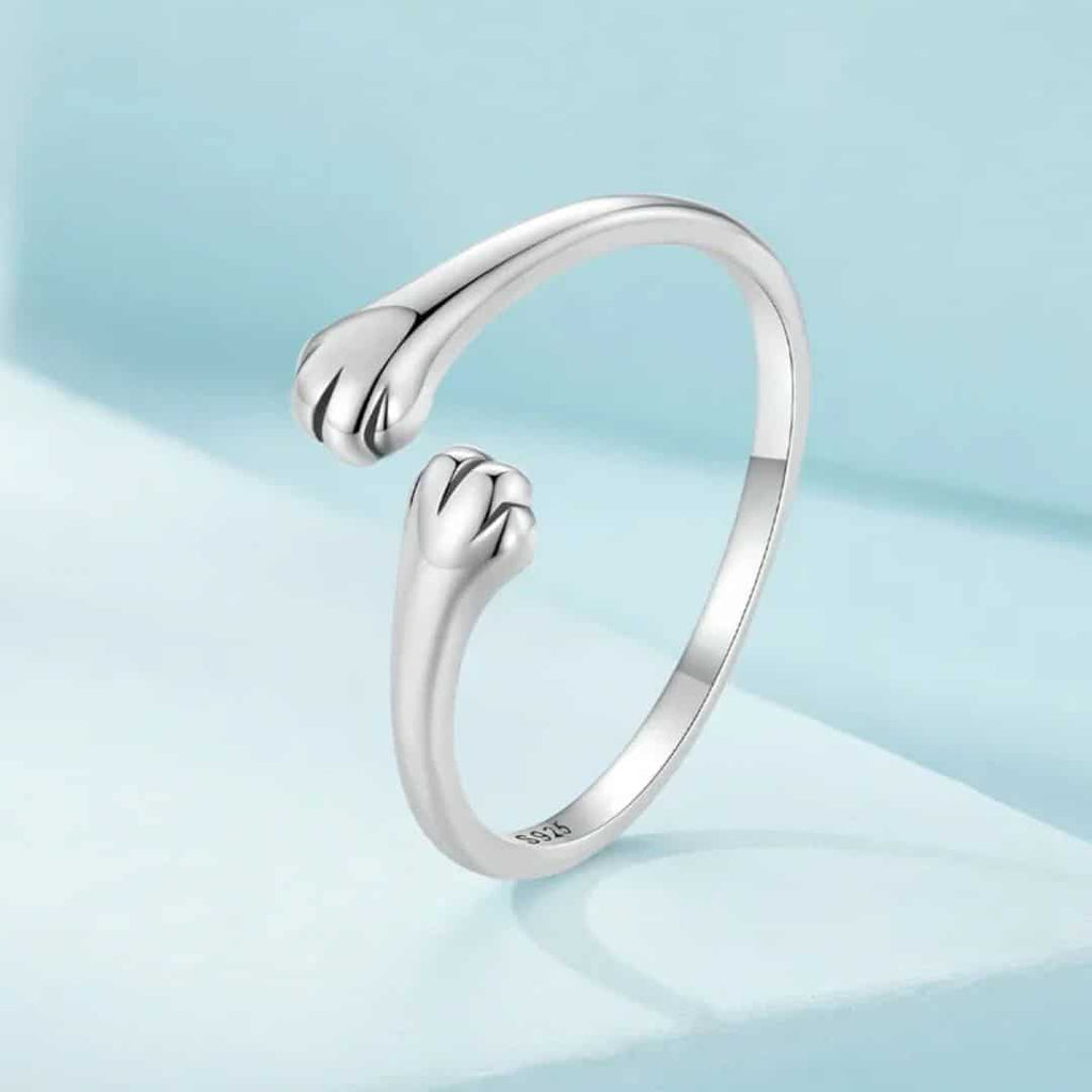 Anillo Plata 925 Patitas de Gato Ajustable