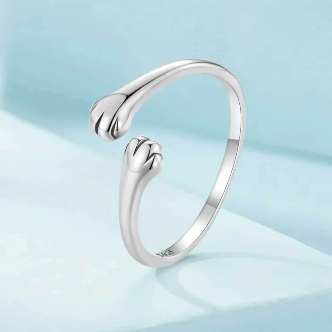 Anillo Plata 925 Patitas de Gato Ajustable