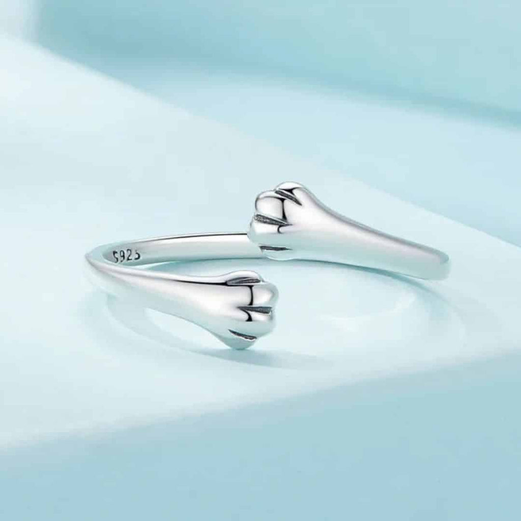 Anillo Plata 925 Patitas de Gato Ajustable