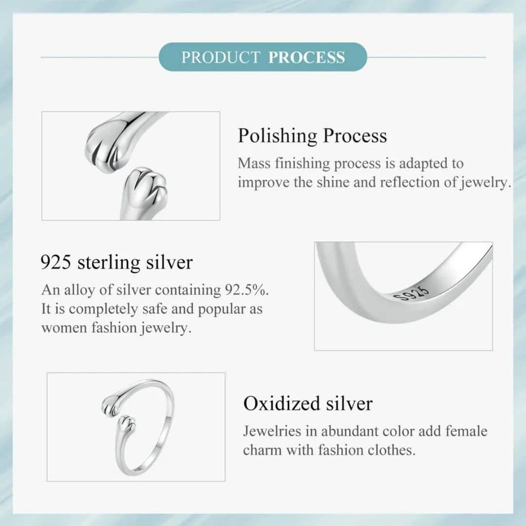 Anillo Plata 925 Patitas de Gato Ajustable