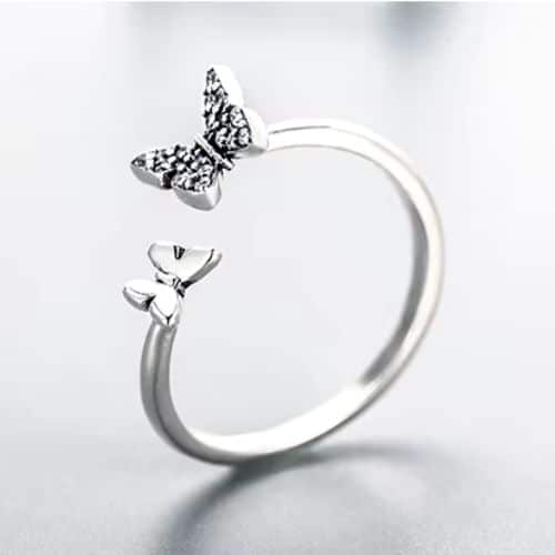 Anillo Dos Mariposas Plata 925
