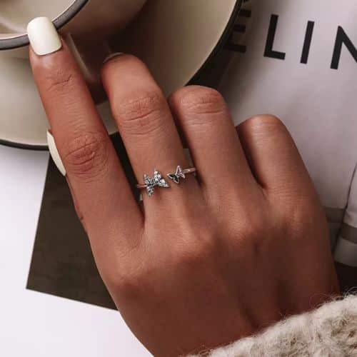 Anillo Dos Mariposas Plata 925