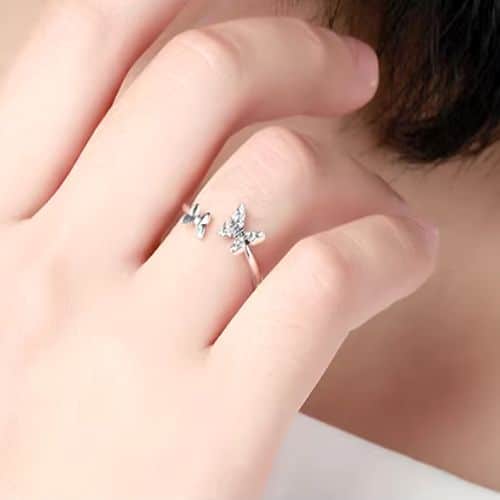 Anillo Dos Mariposas Plata 925