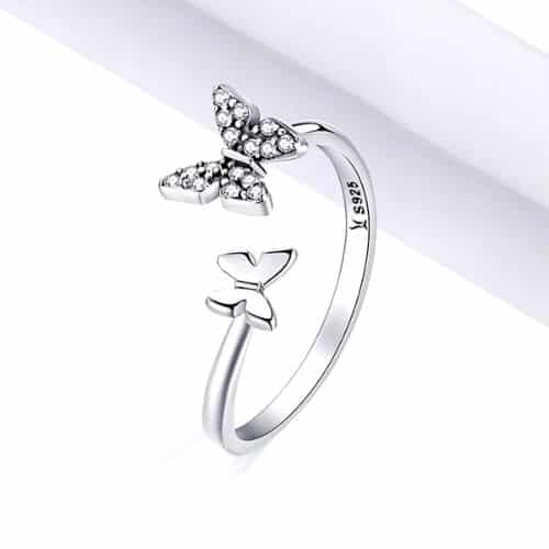Anillo Dos Mariposas Plata 925