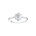 Anillo Plata 925 Flor Geometrica Ajustable