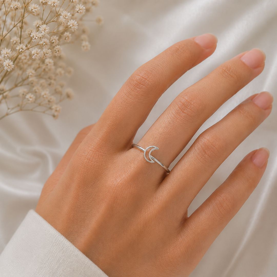 Anillo Plata 925 Luna Estrella Reversible