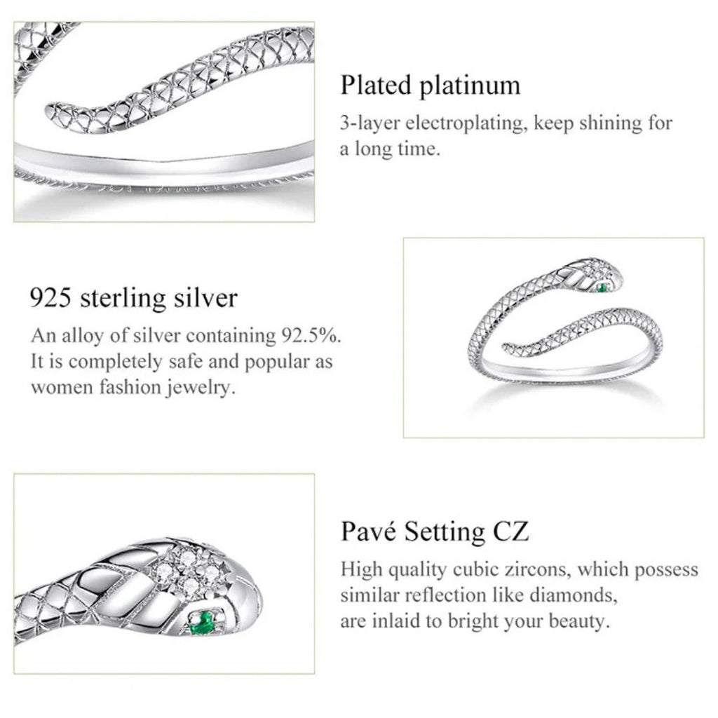 Anillo Plata 925 Serpiente Ajustable