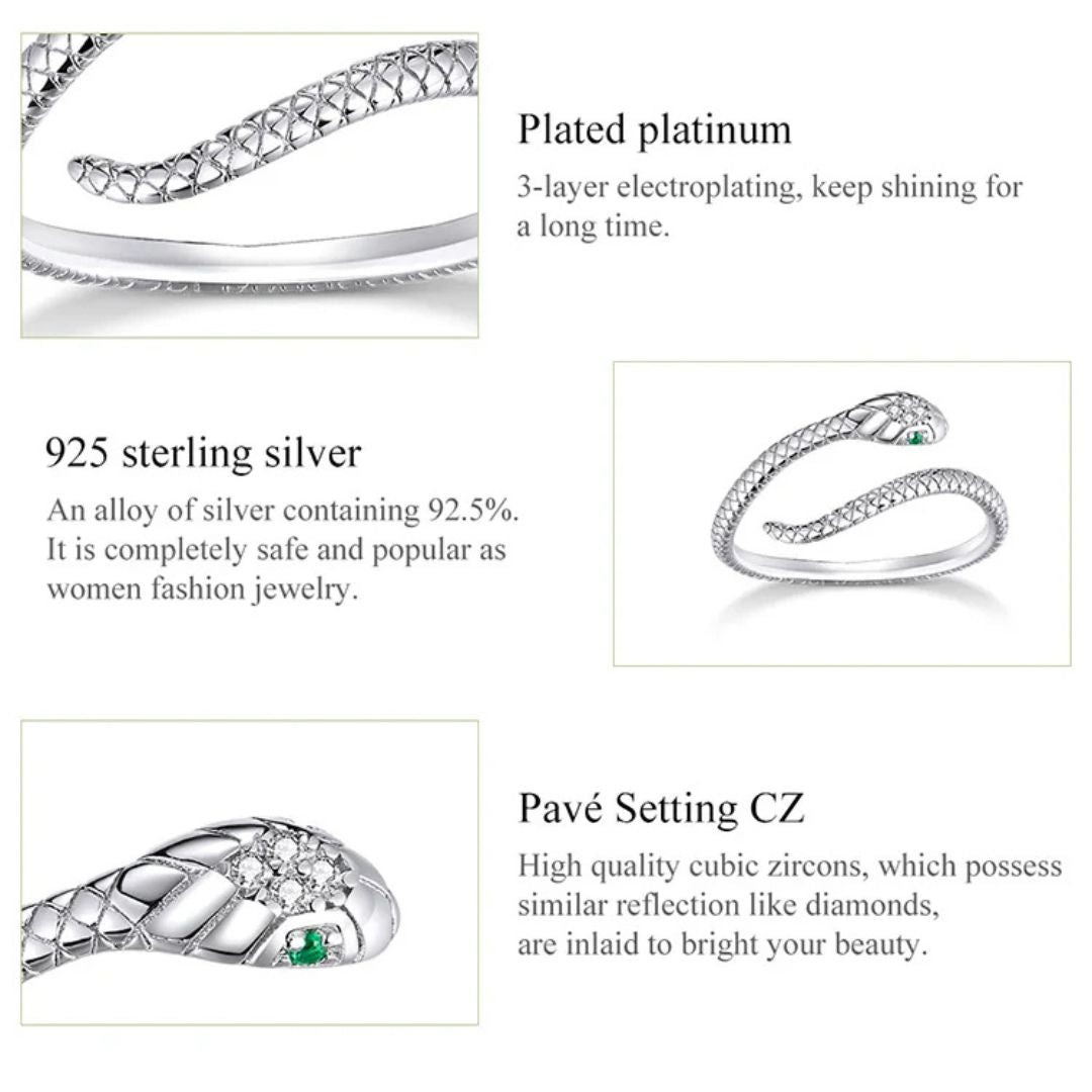Anillo Plata 925 Serpiente Ajustable