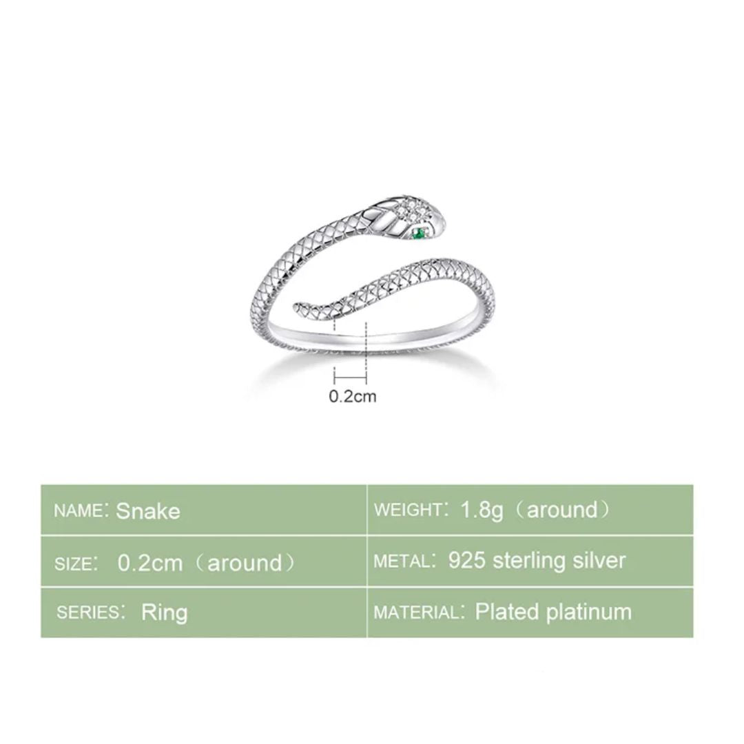 Anillo Plata 925 Serpiente Ajustable