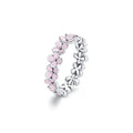 Anillo Plata 925 Flores Rosadas Talla 7