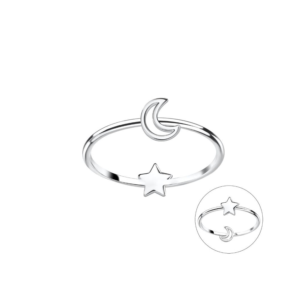 Anillo Plata 925 Luna Estrella Reversible