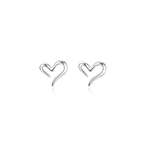 Aretes Corazon Delineado Plata 925