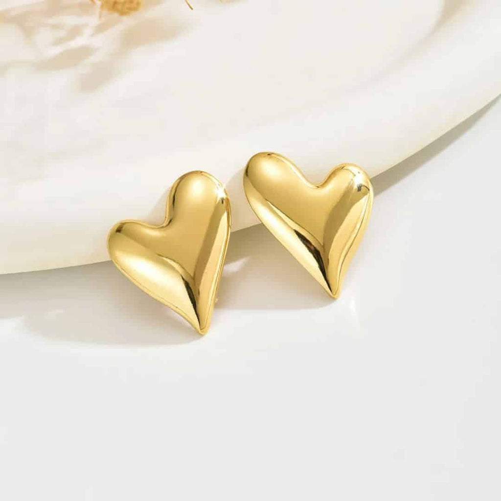 Aretes Dorados Corazon Pico