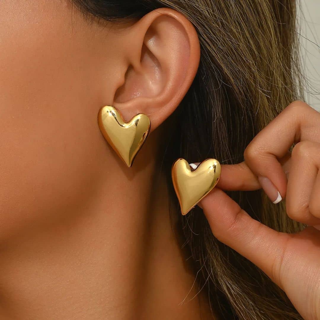 Aretes Dorados Corazon Pico