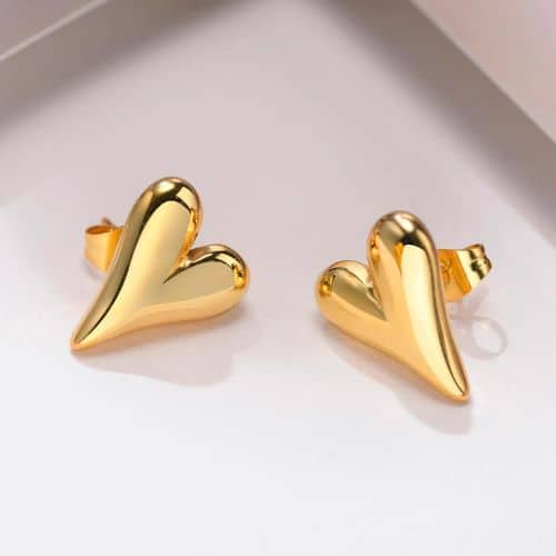 Aretes Dorados Corazon Estilizado