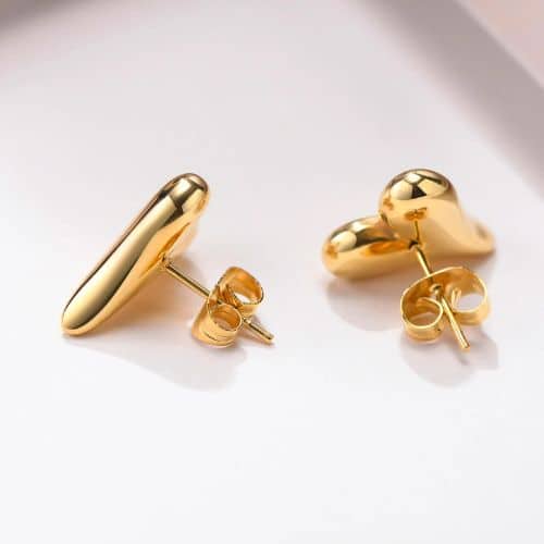 Aretes Dorados Corazon Estilizado