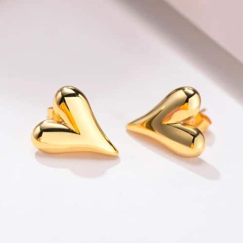 Aretes Dorados Corazon Estilizado