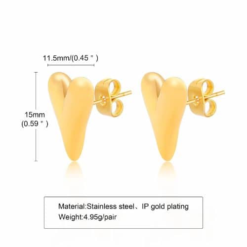 Aretes Dorados Corazon Estilizado