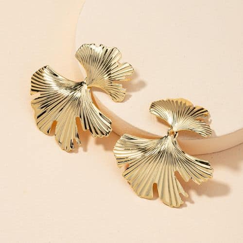 Aretes Dorados Dos Hojas
