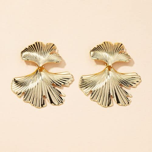 Aretes Dorados Dos Hojas