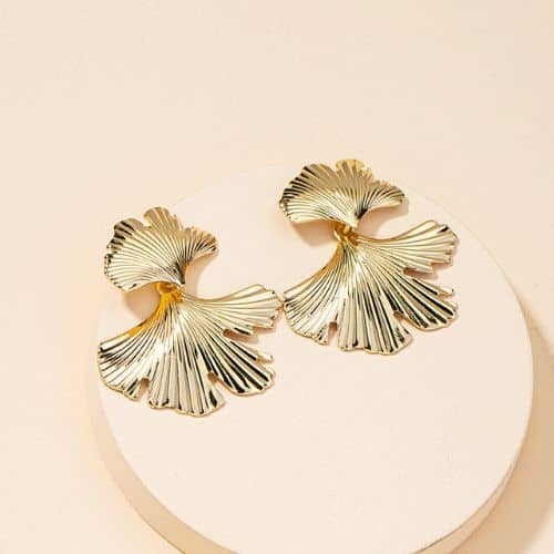 Aretes Dorados Dos Hojas