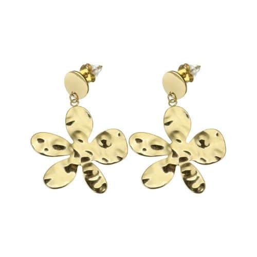Aretes Dorados Flor Colgante