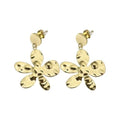Aretes Dorados Flor Colgante