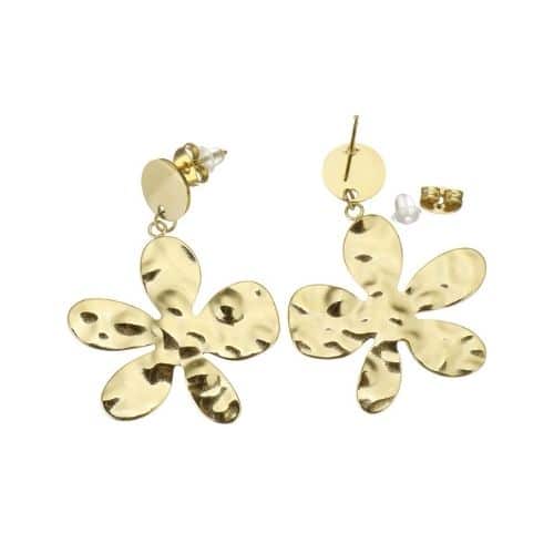 Aretes Dorados Flor Colgante