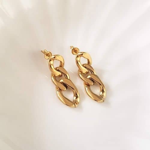 Aretes Dorados Tipo Cadena