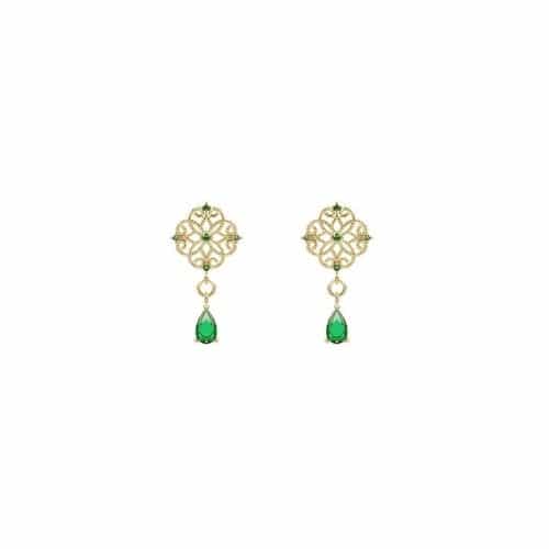 Aretes Dorados Gota Verde