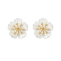 Aretes Flor Grande Concha Nacar Brillos Zirconias
