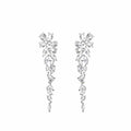 Aretes Plateados Flor Zirconias Largos