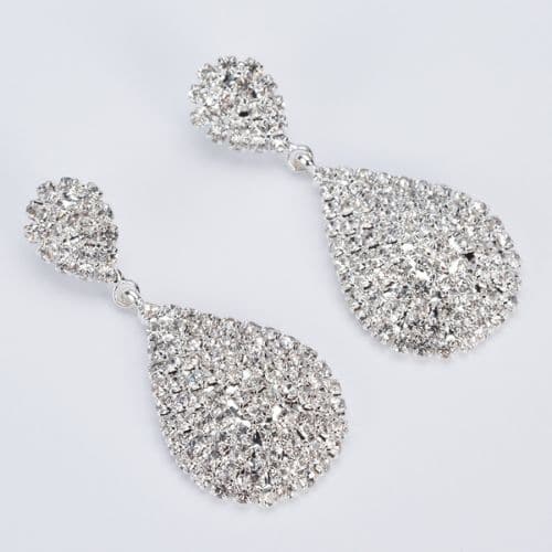Aretes Plateados Gota Zirconias