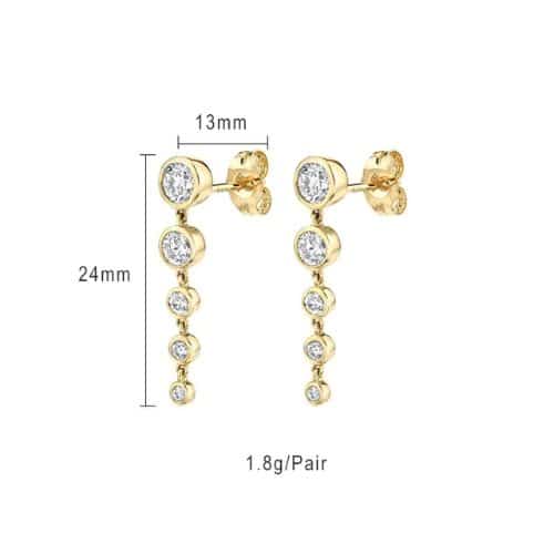 Aretes Dorados Hilos Zirconias