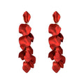 Aretes Largos Petalos Rojos