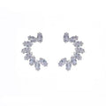 Aretes Plateados Semicirculo Zirconias