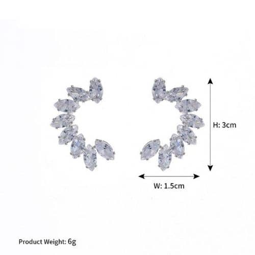 Aretes Plateados Semicirculo Zirconias