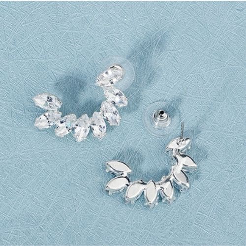 Aretes Plateados Semicirculo Zirconias