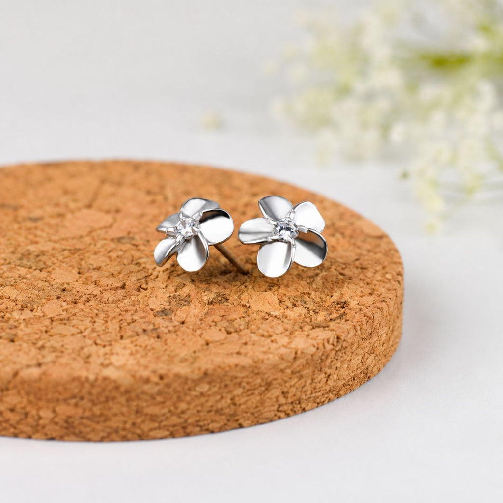 Aretes Plata 925 Flor Plumeria