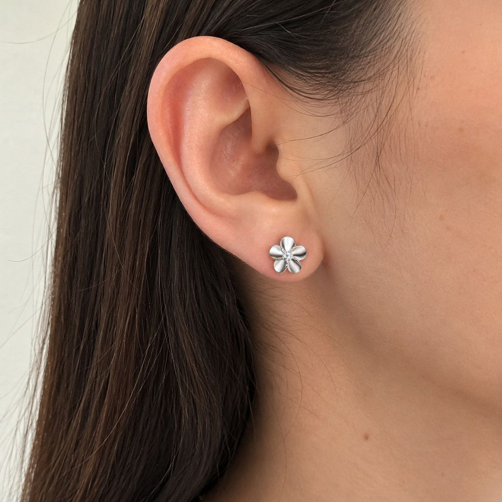 Aretes Plata 925 Flor Plumeria