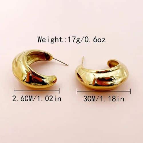 Argollas Doradas Grandes en Forma de C