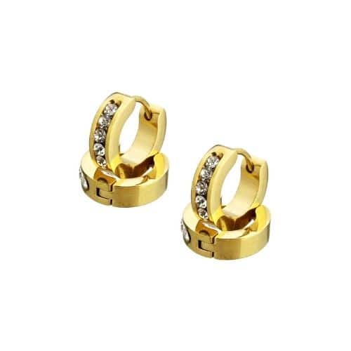 Argollas Doradas Mini con Zirconias