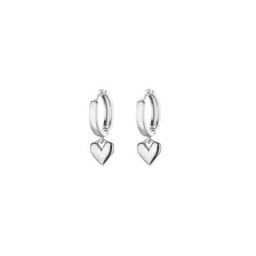 Argollas Plateadas Corazon Colgante