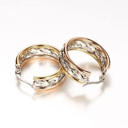 Argollas Plateadas con Orilla Dorada y Rose Gold