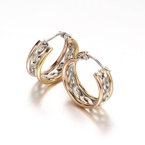 Argollas Plateadas con Orilla Dorada y Rose Gold