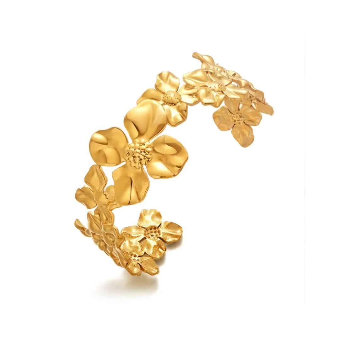 Brazalete Dorado Flores Medianas